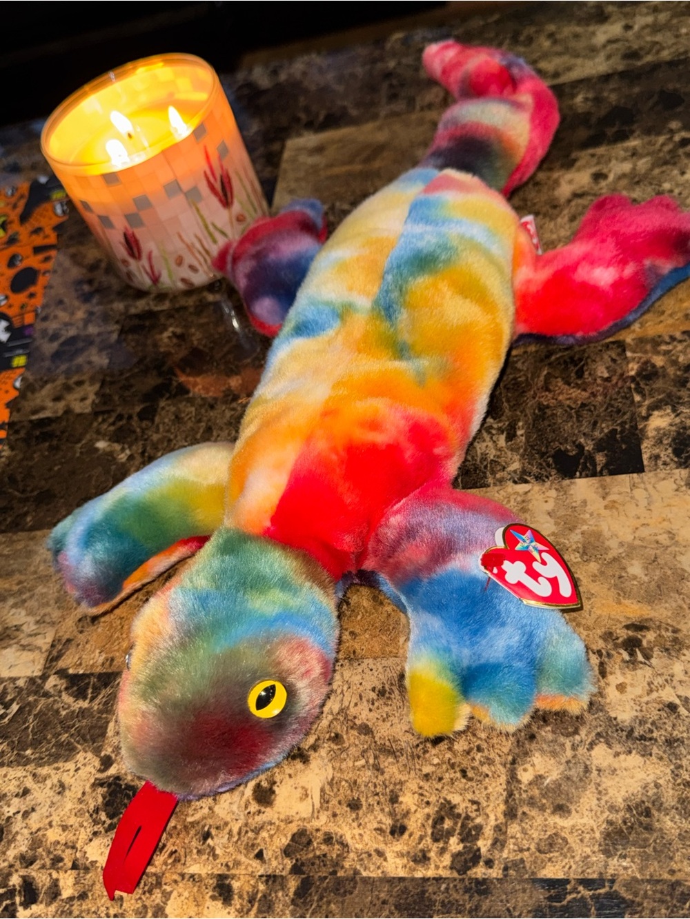 TY BEANIE BUDDY LIZZY THE LIZARD TIE DYE LARGE STYLE